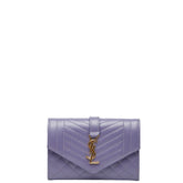 サンローラン YSL エンベロープ カードケース 651026 パープル レザー レディース SAINT LAURENT 【中古】
